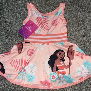 Girls Pink Moana Tropical Tank Dress